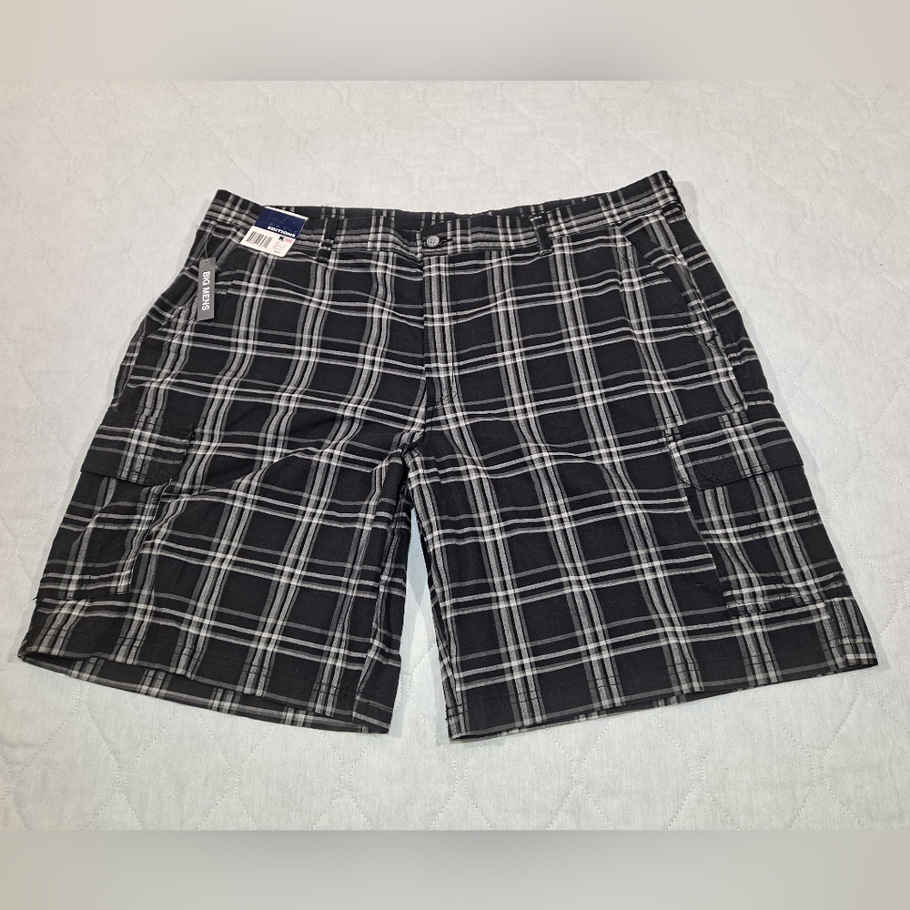 "NWT" Big Men's Cargo Shorts Size 44 Black/Gray Basic Edition Zip-up 6-Pkt Golf